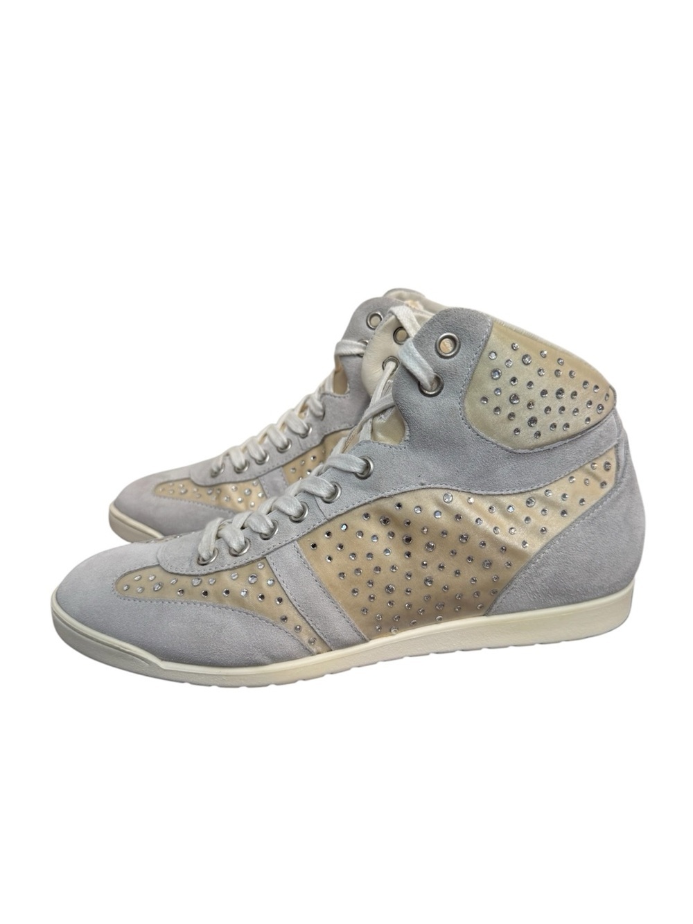 D'ACQUASPARTA Shoes Women  38 EU 7.5 US High Top Sneakers Suede Crystals Italy